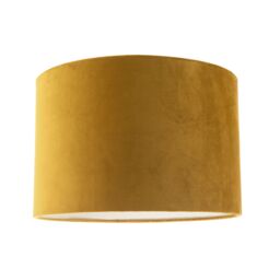 Happy Homewares Designer Soft Velvet Fabric Round Lamp Shade for Table or Pendant in Mustard - Size: 12 inches
