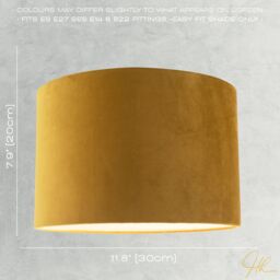 Happy Homewares Designer Soft Velvet Fabric Round Lamp Shade for Table or Pendant in Mustard - Size: 12 inches - thumbnail 6