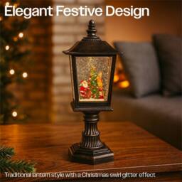 Xmas Haus Snow Festive Christmas Swirl Glitter LED Lantern in Bronze - thumbnail 2