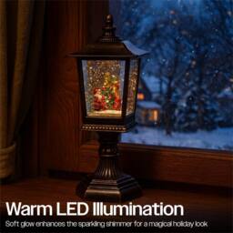 Xmas Haus Snow Festive Christmas Swirl Glitter LED Lantern in Bronze - thumbnail 3