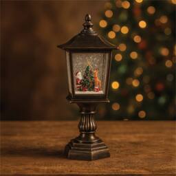 Xmas Haus Snow Festive Christmas Swirl Glitter LED Lantern in Bronze