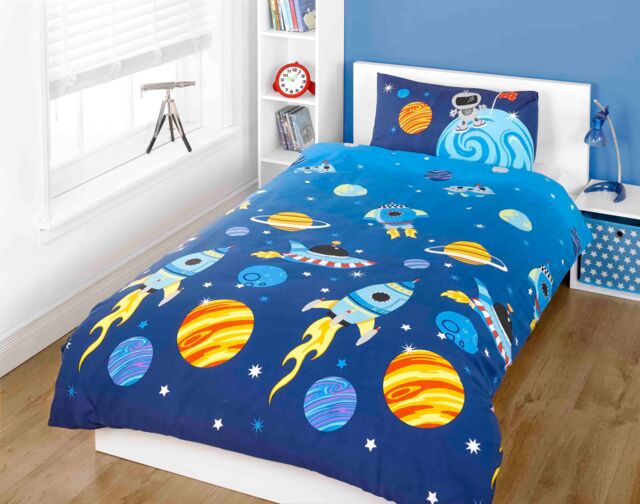 Rapport Home Rockets Polycotton Duvet Cover Set With Pillowcase in Blue - Size: Single - image 1
