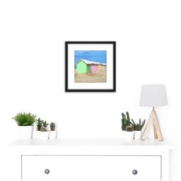 Artery8 Gzzz Colourful Beach Huts Berck Pas De Calais France Photo 8X8 Inch Square Wooden Framed Wall Art Print Picture with Mount in Black - thumbnail 2