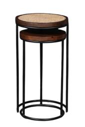 IH Design Giselle Metal & Wood Nest Of 2 Round Table in Walnut - thumbnail 3