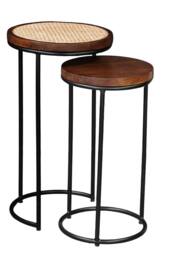 IH Design Giselle Metal & Wood Nest Of 2 Round Table in Walnut - thumbnail 2