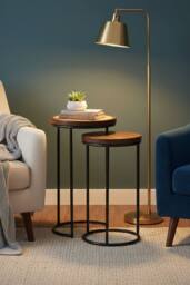 IH Design Giselle Metal & Wood Nest Of 2 Round Table in Walnut - thumbnail 7