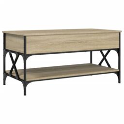 Berkfield Home Coffee Table Sonoma Oak 100x50x50 cm Engineered Wood & Metal in Brown - Size: 100 x 50 x 50 cm - thumbnail 2