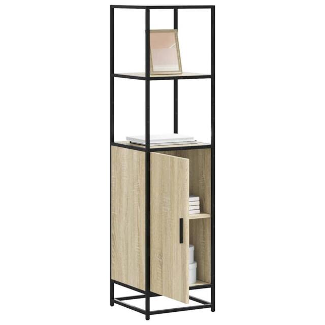 Berkfield Home Highboard Sonoma Oak 35.5x35x139 cm Engineered Wood & Metal in Light Tan - image 1