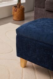 Living and Home Chenille Upholstered Storage Ottoman in Indigo - Size: Large - thumbnail 9