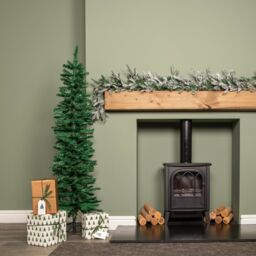 Samuel Alexander 5ft (1.5m) Green Artificial Pencil Christmas Tree With Green Metal Stand & 236 Tips - thumbnail 2