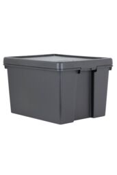 Wham Bam 3 x 45L Stackable Plastic Storage Box & Lid in Black - thumbnail 2