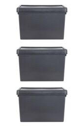 Wham Bam 3 x 45L Stackable Plastic Storage Box & Lid in Black - thumbnail 5