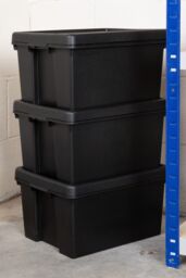 Wham Bam 3 x 45L Stackable Plastic Storage Box & Lid in Black - thumbnail 1