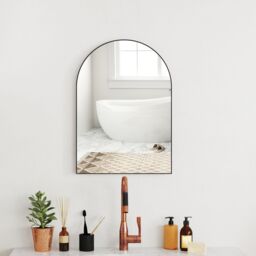 HOMCOM Arch Bathroom Mirror, Wall Mirror with Steel Frame, 50 x 70cm, Black - Size: 50 x 70 cm - thumbnail 1