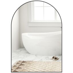 HOMCOM Arch Bathroom Mirror, Wall Mirror with Steel Frame, 50 x 70cm, Black - Size: 50 x 70 cm - thumbnail 2