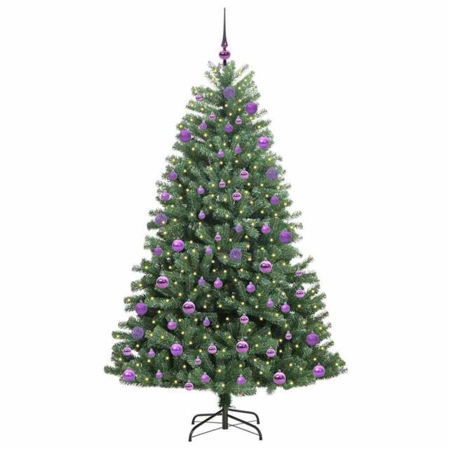 Berkfield Home Realistic Artificial Hinged Christmas Tree Green 210 cm PVC & Metal - image 1