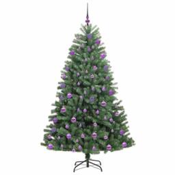 Berkfield Home Realistic Artificial Hinged Christmas Tree Green 210 cm PVC & Metal - thumbnail 4