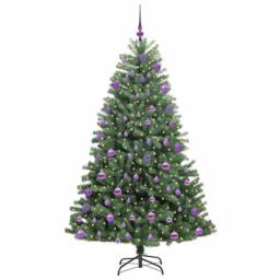 Berkfield Home Realistic Artificial Hinged Christmas Tree Green 210 cm PVC & Metal - thumbnail 1