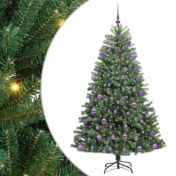 Berkfield Home Realistic Artificial Hinged Christmas Tree Green 210 cm PVC & Metal - thumbnail 3