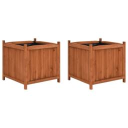 Berkfield Home Raised Beds 2 pcs 50x50x50 cm Firwood in Brown - Size: 50 x 50 x 50 cm - thumbnail 1