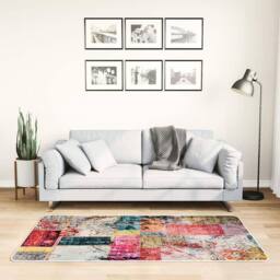 Berkfield Home Rug Washable Patchwork 80x150 cm Multicolour Anti Slip - Size: 100 cm diameter - thumbnail 2