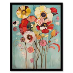 "Artery8 Soft Abstract Wildflower Bouquet Painting Framed Art Print - Size: W12"" x H16""" - thumbnail 1