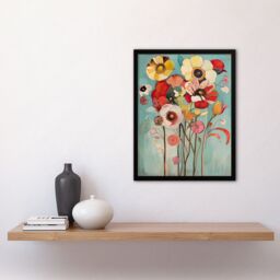 "Artery8 Soft Abstract Wildflower Bouquet Painting Framed Art Print - Size: W12"" x H16""" - thumbnail 4
