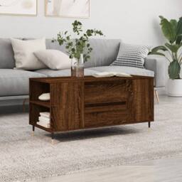 Berkfield Home Modern Coffee Table Brown Oak 102x44.5x50 cm Engineered Wood - thumbnail 2