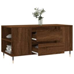 Berkfield Home Modern Coffee Table Brown Oak 102x44.5x50 cm Engineered Wood - thumbnail 4