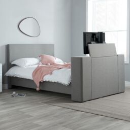 Birlea TV Bed Frame Plaza Grey Upholstery Fabric Bedstead - Size: King - thumbnail 1