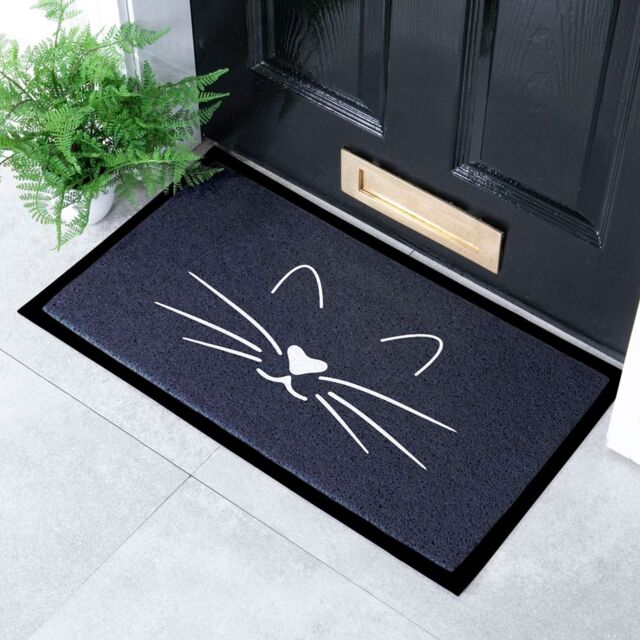 Artsy Mats Cat Face Indoor & Outdoor Doormat in Black - Size: 40 cm x 70 cm - image 1