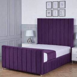 Living Comfort Bedz Zenith Upholstered Gas Lift Storage Bed with 48 Inch Headboard in Purple - Size: Small Double - thumbnail 1