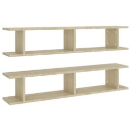 Berkfield Home Wall Shelf 2 pcs Sonoma Oak 105x18x20 cm Engineered Wood in Brown - Size: 105 x 18 x 20 cm - thumbnail 2
