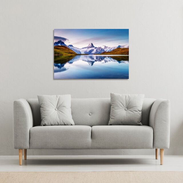 Benjamin Tate Design Panoramic view of the Mt. Schreckhorn & Wetterhorn (Canvas Print) / 31 x 41 x 4cm in Natural - Size: 31 x 41 x 4 cm - image 1