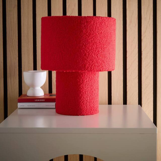 K LIVING Osaka Red Teddy Velvet Table Lamp - image 1