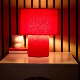 K LIVING Osaka Red Teddy Velvet Table Lamp - thumbnail 2