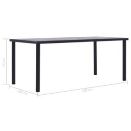 Berkfield Home Dining Table Black & Concrete Grey 200x100x75 cm MDF - Size: 200 x 100 x 75 cm - thumbnail 5