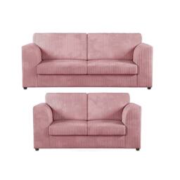 Furniture 786 Hannah Jumbo Cord Full Back 3+2 Seater Sofa Set in Pink