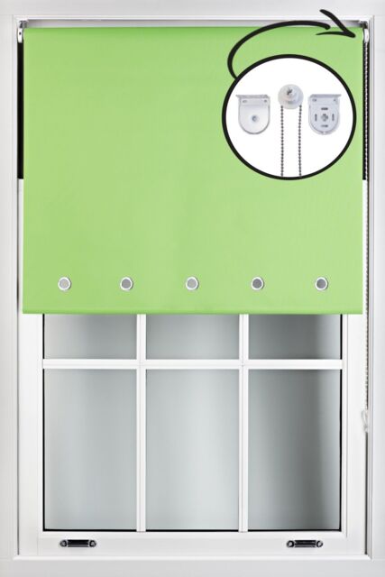 Furnished Lime Green Blackout Roller Blinds with Chrome Round Eyelets & Metal Fittings - Size: 175 cm width x 165 cm drop - image 1
