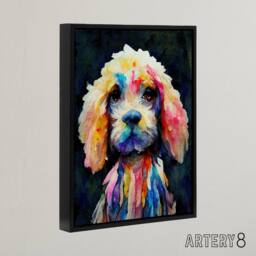 "Artery8 Abstract Spaniel Cockapoo Dog Colourful Framed Canvas Wall Art Print - Size: W12"" x H16""" - thumbnail 2