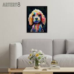 "Artery8 Abstract Spaniel Cockapoo Dog Colourful Framed Canvas Wall Art Print - Size: W12"" x H16""" - thumbnail 3
