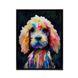 "Artery8 Abstract Spaniel Cockapoo Dog Colourful Framed Canvas Wall Art Print - Size: W12"" x H16""" - thumbnail 1