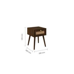 Birlea Bedside 1 Drawer Cabinet Walnut Rattan Croxley Side Table - thumbnail 9