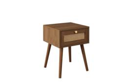 Birlea Bedside 1 Drawer Cabinet Walnut Rattan Croxley Side Table - thumbnail 6