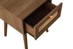 Birlea Bedside 1 Drawer Cabinet Walnut Rattan Croxley Side Table - thumbnail 4