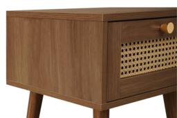 Birlea Bedside 1 Drawer Cabinet Walnut Rattan Croxley Side Table - thumbnail 3