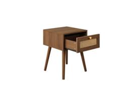 Birlea Bedside 1 Drawer Cabinet Walnut Rattan Croxley Side Table - thumbnail 7
