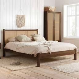 Birlea Bedside 1 Drawer Cabinet Walnut Rattan Croxley Side Table - thumbnail 8
