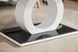 FurnitureboxUK Giovani Rectangular White High Gloss Coffee Table with Glass Top & Unique Halo Structural Plinth Base Design in Black - thumbnail 4