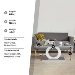 FurnitureboxUK Giovani Rectangular White High Gloss Coffee Table with Glass Top & Unique Halo Structural Plinth Base Design in Black - thumbnail 7